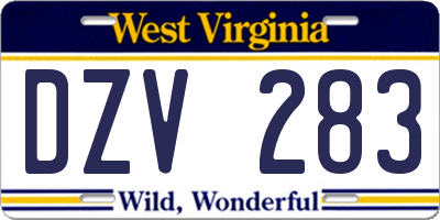 WV license plate DZV283