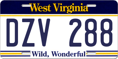 WV license plate DZV288