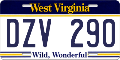 WV license plate DZV290