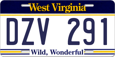 WV license plate DZV291