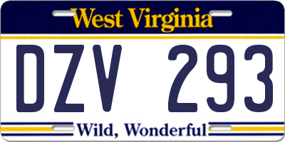 WV license plate DZV293