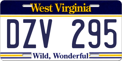 WV license plate DZV295