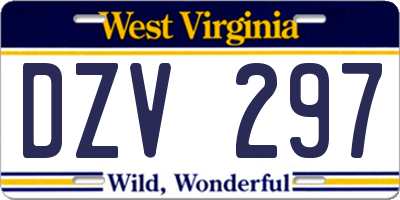 WV license plate DZV297