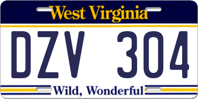 WV license plate DZV304