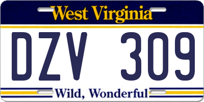 WV license plate DZV309