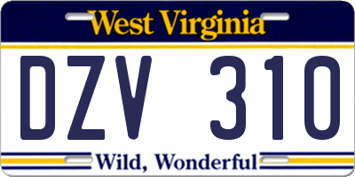 WV license plate DZV310