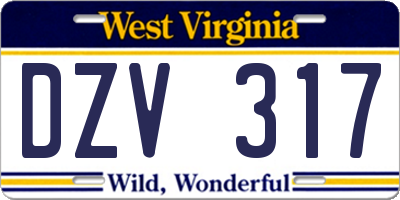 WV license plate DZV317