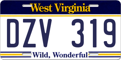 WV license plate DZV319