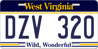 WV license plate DZV320