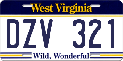 WV license plate DZV321