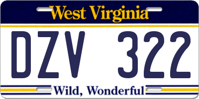 WV license plate DZV322