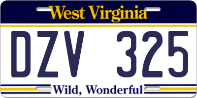 WV license plate DZV325