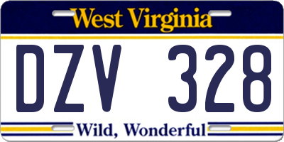 WV license plate DZV328