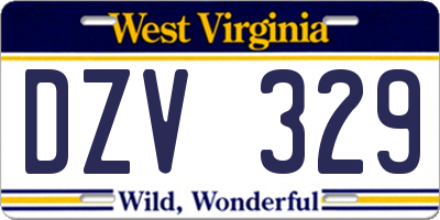 WV license plate DZV329