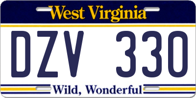 WV license plate DZV330