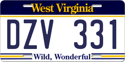 WV license plate DZV331