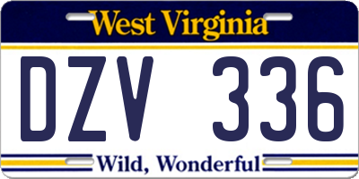 WV license plate DZV336