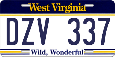 WV license plate DZV337