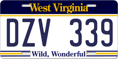 WV license plate DZV339