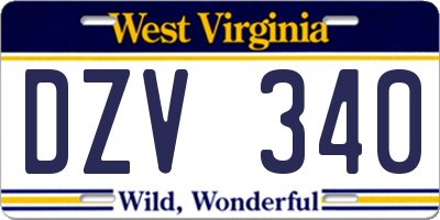 WV license plate DZV340