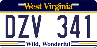 WV license plate DZV341