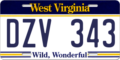 WV license plate DZV343