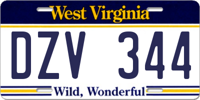 WV license plate DZV344