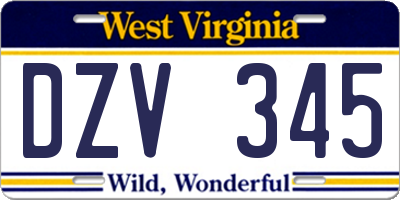 WV license plate DZV345