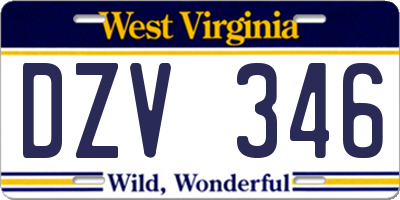 WV license plate DZV346