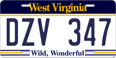 WV license plate DZV347