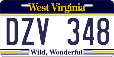 WV license plate DZV348