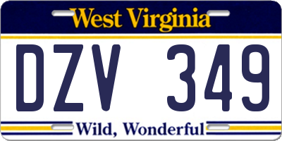 WV license plate DZV349