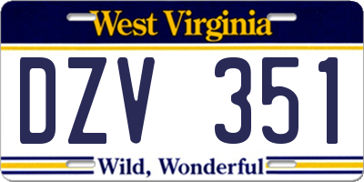 WV license plate DZV351