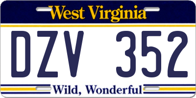 WV license plate DZV352