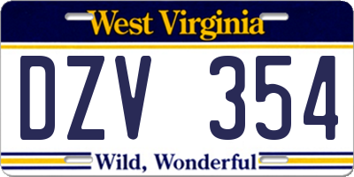 WV license plate DZV354