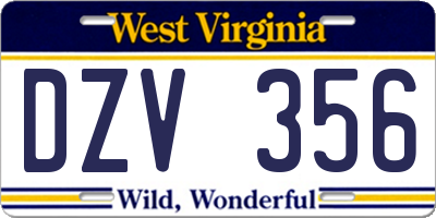 WV license plate DZV356