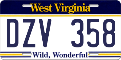 WV license plate DZV358