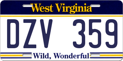 WV license plate DZV359