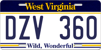 WV license plate DZV360