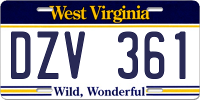 WV license plate DZV361