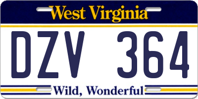 WV license plate DZV364