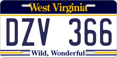 WV license plate DZV366