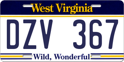 WV license plate DZV367