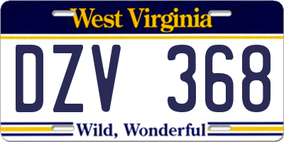 WV license plate DZV368