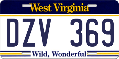 WV license plate DZV369