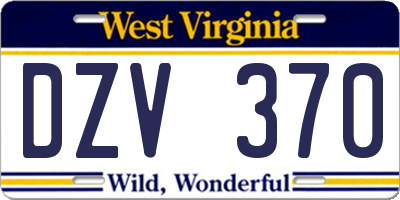 WV license plate DZV370