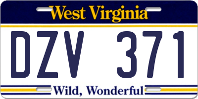 WV license plate DZV371