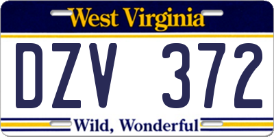 WV license plate DZV372