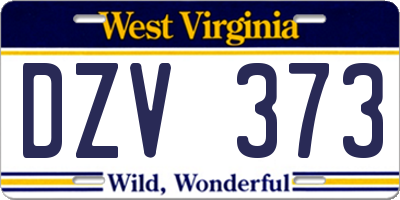 WV license plate DZV373