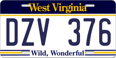 WV license plate DZV376